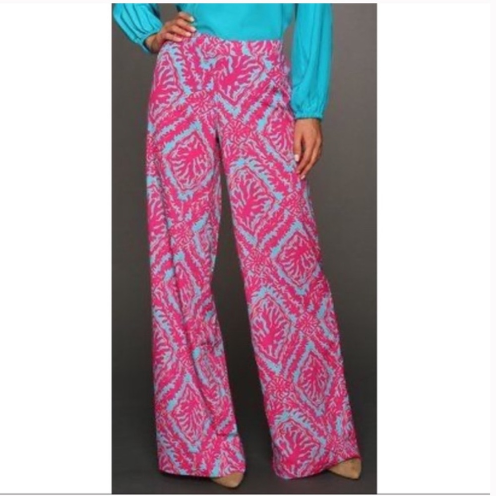 Lilly Pulitzer Blue and Pink Wide Leg Jumpsuit